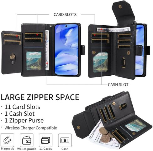 Asuwish Phone Case Compatible with Google Pixel 9A 5G Cell Wallet Cover Tempered Glass Screen Protector Flip Credit Card Holder Slot Stand Pixel9A A9 Women Men Folio Purse Lanyard Wrist Strap Black in Saudi Arabia