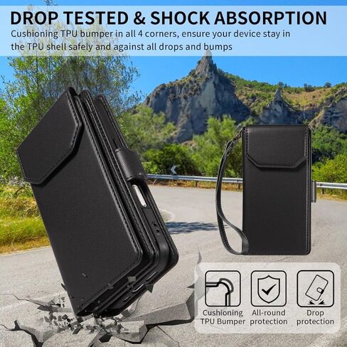 Asuwish Phone Case Compatible with Google Pixel 9A 5G Cell Wallet Cover Tempered Glass Screen Protector Flip Credit Card Holder Slot Stand Pixel9A A9 Women Men Folio Purse Lanyard Wrist Strap Black in Saudi Arabia