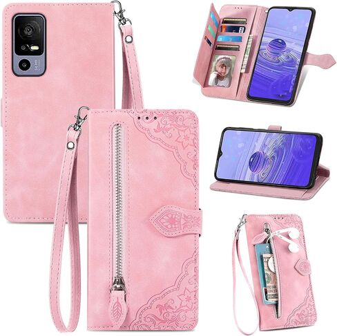 for Lively Jitterbug Smart4 Zipper Wallet Case with Strap,7 Card Holder Leather Flip Magnet Wallet Case with Money Pocket Full Body Protective Purse Case for Women for Jitterbug Smart4 -Brown in Kuwait