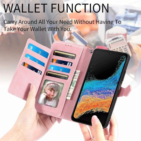 for Lively Jitterbug Smart4 Zipper Wallet Case with Strap,7 Card Holder Leather Flip Magnet Wallet Case with Money Pocket Full Body Protective Purse Case for Women for Jitterbug Smart4 -Brown in Kuwait