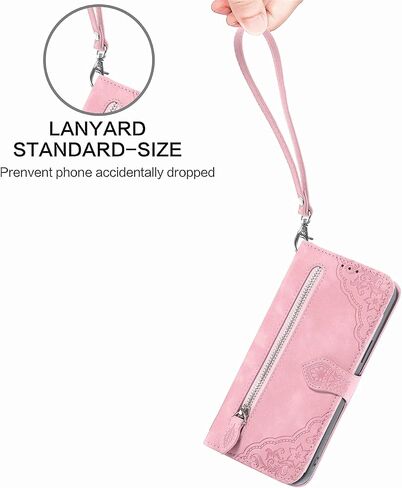 for Lively Jitterbug Smart4 Zipper Wallet Case with Strap,7 Card Holder Leather Flip Magnet Wallet Case with Money Pocket Full Body Protective Purse Case for Women for Jitterbug Smart4 -Brown in Kuwait