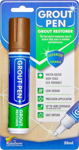 Grout Pen Brown Tile Paint Marker: Waterproof Grout Paint, Tile Grout Colorant and Sealer Pen - Brown, Narrow 5mm Tip (7mL) in Kuwait