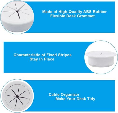Zorfeter 2 قطعة حلقة مكتب مرنة سوداء مقاس 5.08 سم، منظم كابلات غطاء فتحة سلك السلك للكابلات ومعدات سطح المكتب وكابلات طاولة المكتب والمنزل in Kuwait