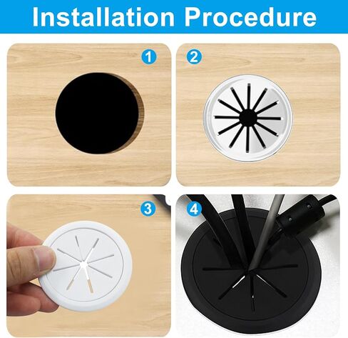 Zorfeter 2 قطعة حلقة مكتب مرنة سوداء مقاس 5.08 سم، منظم كابلات غطاء فتحة سلك السلك للكابلات ومعدات سطح المكتب وكابلات طاولة المكتب والمنزل in Kuwait