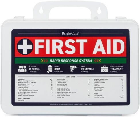 Professional First Aid Kit for Workplace, Wall Mountable & Portable with Hard Case, OSHA Compliant for Businesses, Office, Restaurants, Work Vehicles, Retail & Service Spaces - 280 Piece - Large in Kuwait