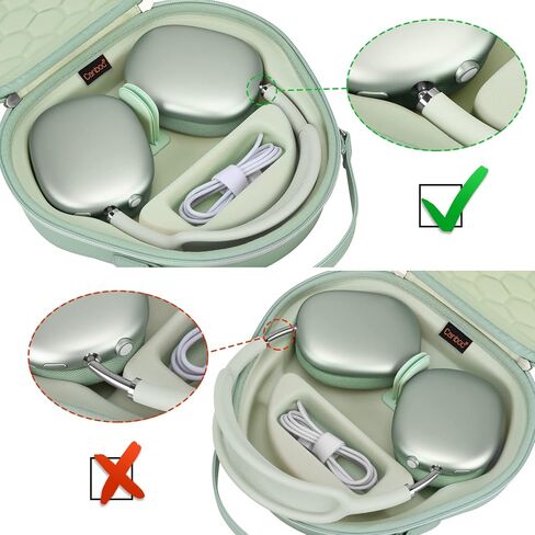 Canboc Airpods Max Case for Apple AirPods Max Headphone, Hard Carrying Smart Headphones Case, Extra Space fits Cable, Charger, Pink (PU) in Kuwait