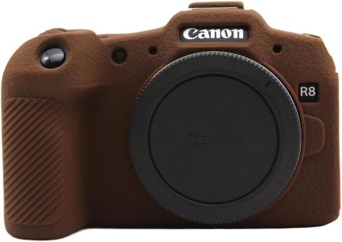 Camera Case for Canon EOS R8 - Protective Silicone DSLR Skin Cover, Detachable Cage, Shockproof, Dustproof (Brown) in Saudi Arabia