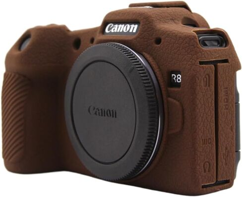 Camera Case for Canon EOS R8 - Protective Silicone DSLR Skin Cover, Detachable Cage, Shockproof, Dustproof (Brown) in Saudi Arabia