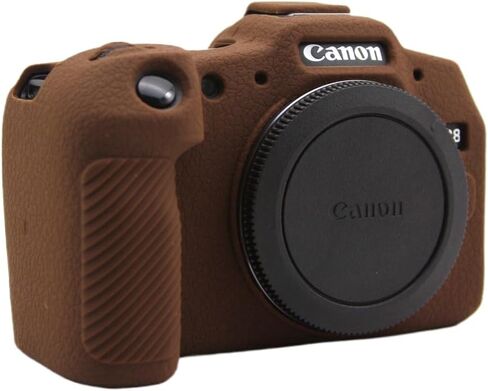 Camera Case for Canon EOS R8 - Protective Silicone DSLR Skin Cover, Detachable Cage, Shockproof, Dustproof (Brown) in Saudi Arabia
