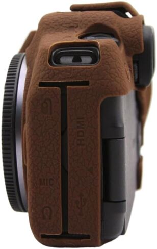 Camera Case for Canon EOS R8 - Protective Silicone DSLR Skin Cover, Detachable Cage, Shockproof, Dustproof (Brown) in Saudi Arabia