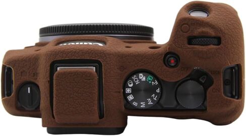 Camera Case for Canon EOS R8 - Protective Silicone DSLR Skin Cover, Detachable Cage, Shockproof, Dustproof (Brown) in Saudi Arabia