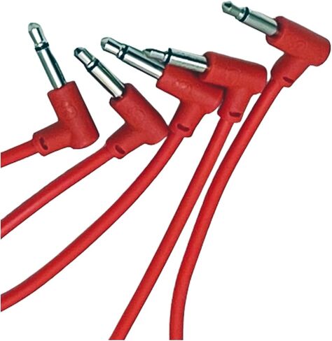 Luigis Modular M-PAR Right Angled Eurorack Patch Cables - Package of 5 Red Cables, 24" (60 cm) in Kuwait