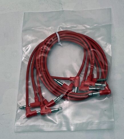 Luigis Modular M-PAR Right Angled Eurorack Patch Cables - Package of 5 Red Cables, 24" (60 cm) in Kuwait