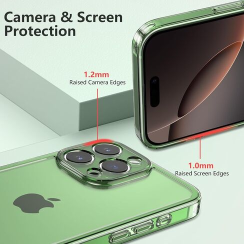 حالة Ztofera لـ iPhone 16 Pro 6.3 بوصة ، واضحة من السيليكون الناعم الصمام الواقي من الأماكن الشفافة - الأخضر in Kuwait