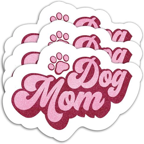 (3PCS) Dog Mom Sticker, Dog Stickers Decals Decor Books, Laptops, Tumblers, Water Bottles,s, Waterproof Vinyl Decal for Dog Lovers, Pet Lovers, Gifts for Mom Mama Size 3" x 2.1 " in Kuwait