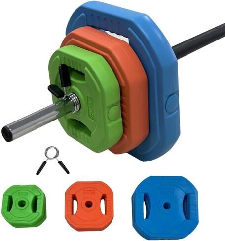 Barbell Weight Set for Lifting, Adjustable Barbell Set for Home Gym with 51 Inch Bar, Pu Coating Barbell Plates in Kuwait