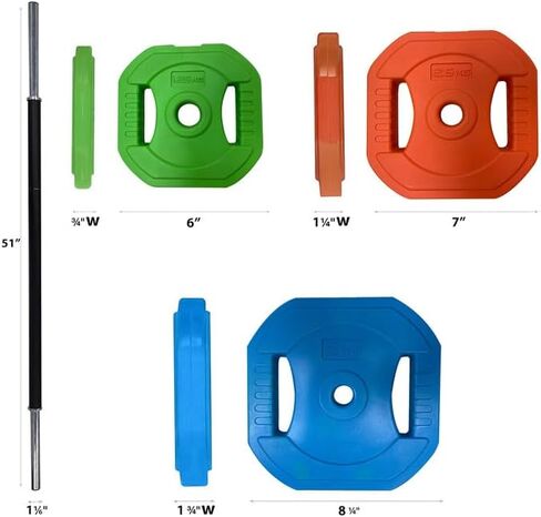 Barbell Weight Set for Lifting, Adjustable Barbell Set for Home Gym with 51 Inch Bar, Pu Coating Barbell Plates in Kuwait