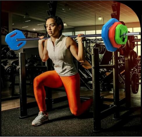 Barbell Weight Set for Lifting, Adjustable Barbell Set for Home Gym with 51 Inch Bar, Pu Coating Barbell Plates in Kuwait