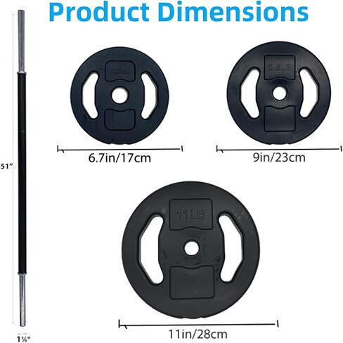 Barbell Weight Set for Lifting, Adjustable Barbell Set for Home Gym with 51 Inch Bar, Pu Coating Barbell Plates in Kuwait