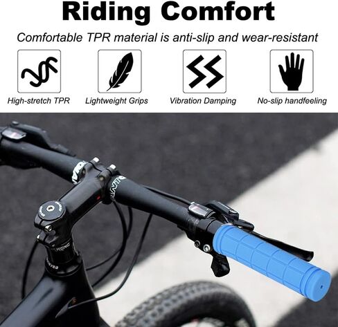 Bike Handle Grips - Bicycle Handlebar Grips 22.2mm for Mountain Bike with No-Slip Pattern | 132mm Soft MTB Grips for Adults Kids Boys Girls Balance Bike Grips Kick Scooter Tricycle Grips in Kuwait