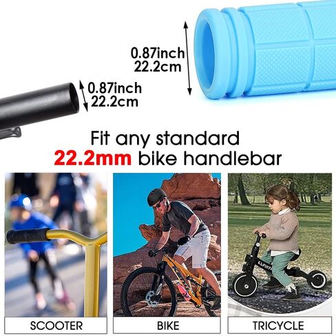 Bike Handle Grips - Bicycle Handlebar Grips 22.2mm for Mountain Bike with No-Slip Pattern | 132mm Soft MTB Grips for Adults Kids Boys Girls Balance Bike Grips Kick Scooter Tricycle Grips in Kuwait