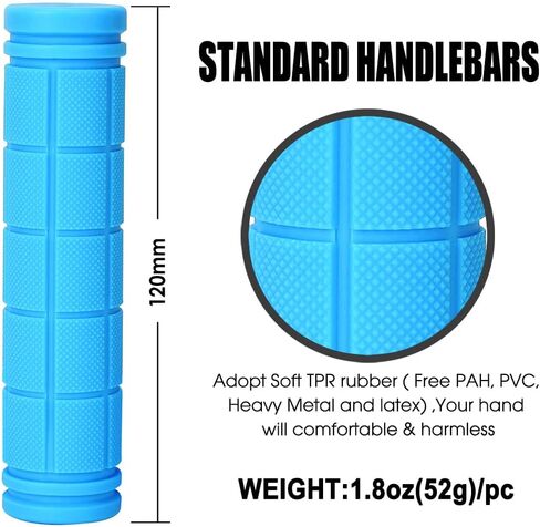 Bike Handle Grips - Bicycle Handlebar Grips 22.2mm for Mountain Bike with No-Slip Pattern | 132mm Soft MTB Grips for Adults Kids Boys Girls Balance Bike Grips Kick Scooter Tricycle Grips in Kuwait
