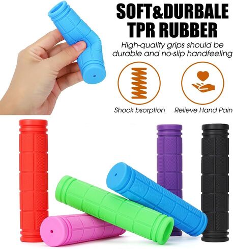 Bike Handle Grips - Bicycle Handlebar Grips 22.2mm for Mountain Bike with No-Slip Pattern | 132mm Soft MTB Grips for Adults Kids Boys Girls Balance Bike Grips Kick Scooter Tricycle Grips in Kuwait