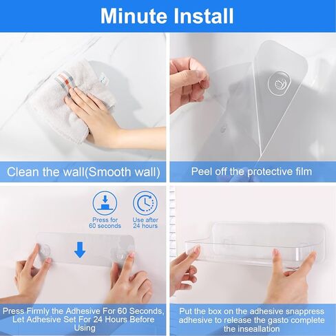 2pc Acrylic Wall Mount Organizer, Adhesive Shelf, Bathroom Shelves for Wall, Self Adhesive Organizer, Shower Caddies, No Drilling Hang Wall,with 3pack Tapes, for Bathroom, Kitchen, Living Room in Kuwait