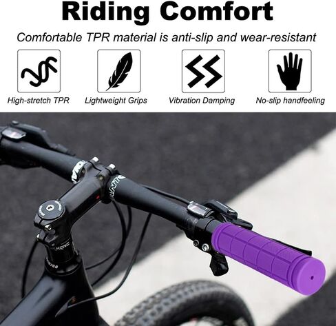 Bike Handle Grips - Bicycle Handlebar Grips 22.2mm for Mountain Bike with No-Slip Pattern | 132mm Soft MTB Grips for Adults Kids Boys Girls Balance Bike Grips Kick Scooter Tricycle Grips in Kuwait