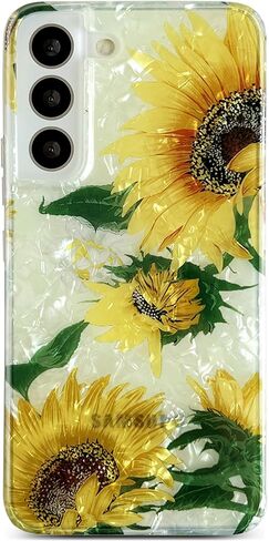 Qokey for Galaxy S23 Plus Case - Sparkle Bling Floral Design Scratch-Resistant Clear Anti-Yellowing Shell Military-Grade Shockproof Protection Soft-Touch & Slim Lightweight Cover (Pink Flower) in Kuwait