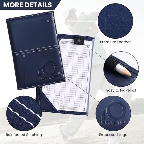 Finger Ten Golf ScoreCard Holder Leather Coftude Cover Cover Lucky Clover مع 2 Pencil Value Packt Deluxe Pocket Card CORVER in Kuwait