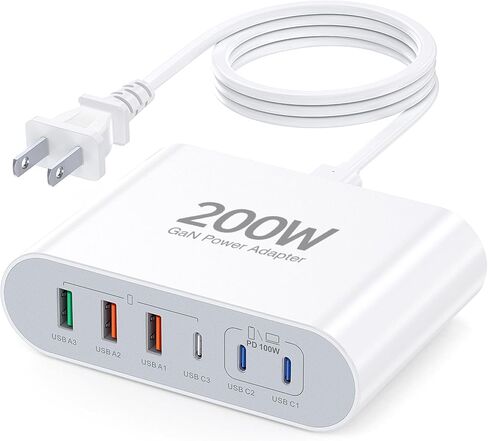 165W USB C Charging Station Hub, 6 Port PD GaN Fast Wall Charger Block Type C Laptop Power Adapter Charger Cube Brick for MacBook Pro/Air,iPad Pro,iPhone16 15 14 13 12, AirPods4，watch10 ultra2 in Saudi Arabia