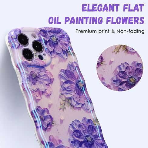 Qltypri Case for iPhone 14 Plus/iPhone 15 Plus ، Laser Retro Plate Plate Pattern Flower Pattern Flate Curly Wave Frame رائعة للنساء للبنات ، وغطاء الهاتف الواقي TPU الصدمات in Saudi Arabia