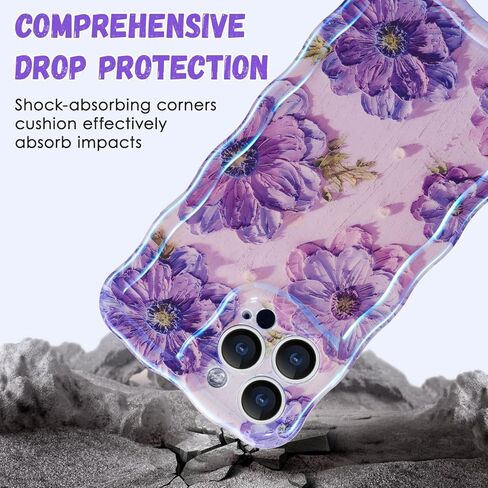 Qltypri Case for iPhone 14 Plus/iPhone 15 Plus ، Laser Retro Plate Plate Pattern Flower Pattern Flate Curly Wave Frame رائعة للنساء للبنات ، وغطاء الهاتف الواقي TPU الصدمات in Saudi Arabia