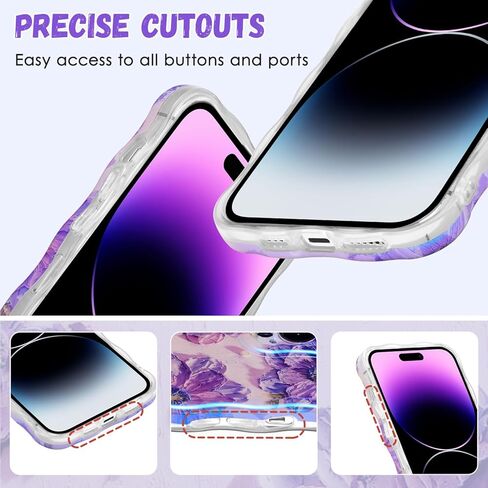 Qltypri Case for iPhone 14 Plus/iPhone 15 Plus ، Laser Retro Plate Plate Pattern Flower Pattern Flate Curly Wave Frame رائعة للنساء للبنات ، وغطاء الهاتف الواقي TPU الصدمات in Saudi Arabia