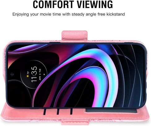 Asuwish Compatible with Motorola Moto Edge 2021/MotoEdge 5G UW Wallet Case and Tempered Glass Screen Protector Leather Flip Credit Card Holder Stand Cell Phone Cover for MotoEdge5GUW Women Rose Gold in Saudi Arabia