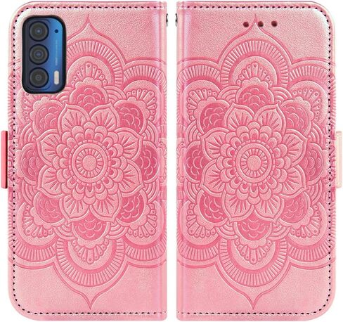 Asuwish Compatible with Motorola Moto Edge 2021/MotoEdge 5G UW Wallet Case and Tempered Glass Screen Protector Leather Flip Credit Card Holder Stand Cell Phone Cover for MotoEdge5GUW Women Rose Gold in Saudi Arabia