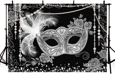 MEHOFOND Masquerade Ball Backdrop Black Gold Masquerade Party Photography Background Mardi Gras Carnival Costume Party Decorations Sweet 16 Dress-Up Banner Supplies Photo Studio Props 7x5ft in Saudi Arabia