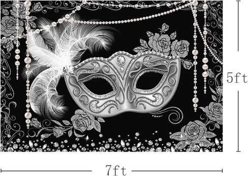 MEHOFOND Masquerade Ball Backdrop Black Gold Masquerade Party Photography Background Mardi Gras Carnival Costume Party Decorations Sweet 16 Dress-Up Banner Supplies Photo Studio Props 7x5ft in Saudi Arabia