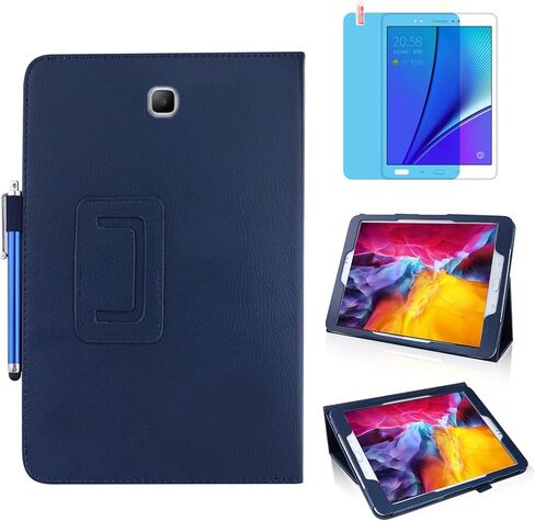 Slim Leather Case for Samsung Galaxy Tab A 8.0 inch 2015 (SM-T350 T357 T355 P350 P355), Multi-Angle Stand Full-Protective Tablet Cover Book Case with Stylus Pen,Screen Film (Purple) in Saudi Arabia