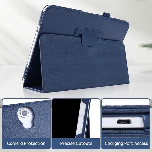 Slim Leather Case for Samsung Galaxy Tab A 8.0 inch 2015 (SM-T350 T357 T355 P350 P355), Multi-Angle Stand Full-Protective Tablet Cover Book Case with Stylus Pen,Screen Film (Purple) in Saudi Arabia