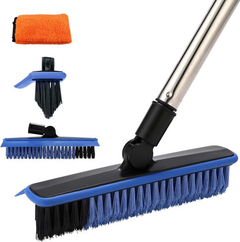2 في 1 Floor Scrub Brush Brush مع مقبض طويل 57.8 بوصة ، و 120 درجة قابلة للدوار ، فرك فرك الجص ، وفرشاة زاوية على شكل حرف V حتى يصعب الوصول إلى المناطق (Orange) in Kuwait