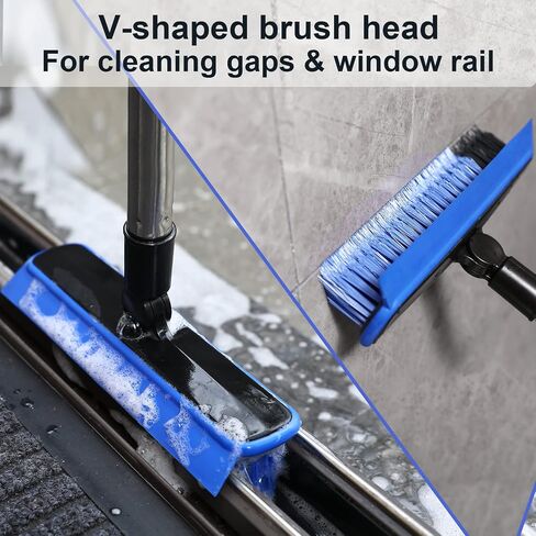 2 في 1 Floor Scrub Brush Brush مع مقبض طويل 57.8 بوصة ، و 120 درجة قابلة للدوار ، فرك فرك الجص ، وفرشاة زاوية على شكل حرف V حتى يصعب الوصول إلى المناطق (Orange) in Kuwait