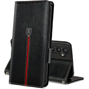 for Samsung Galaxy A34 5G Case, Magnetic Leather Card Slots Galaxy A34 5G Wallet Phone Case, Flip Silicone TPU Bumper Protective Cover with Kickstand, Shockproof Folio Book Case for Samsung A34 Black