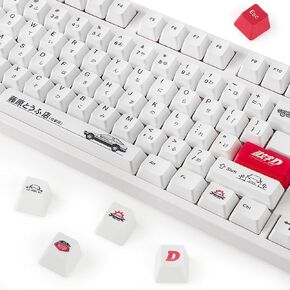 YIMAGUJRX Initial D Keycaps - AE86 PBT Japanese Keycaps, 108 Keys Initial D Custom Keycap Dye-Sublimation Cherry Profile for Mechanical Keyboard (Red)