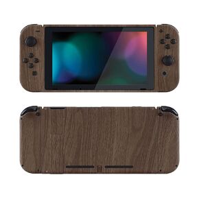 eXtremeRate Wood Grain Front Back Plate for Nintendo Switch Console, NS Joycon Handheld Controller Housing with Full Set Buttons, Full Set Replacement Shell for Nintendo Switch - Switch NOT Included