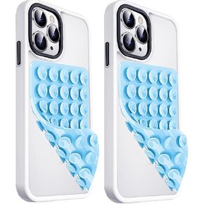 2 Pack Double Sided Silicone Suction Cup Phone Case Mount, Hands-Free Strong Grip Silicon Phone Holder for Selfies and Videos, Non Slip Phone Accessories (Translucent)