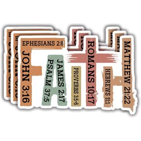 (3Pcs) Faith Sticker Inspirational Quotes Motivational Sayings Christian Jesus Bible Verse Vinyl Decal Gift Stickers for Tumbler Laptop Kindle Water Bottles Book Phone - Size 3x2