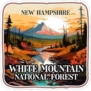 White Mountain National Forest New Hampshire Sticker 4 Inch - Waterproof Vinyl Decal for Laptop Water Bottle Car Tumbler - Durable Aesthetic Long-Lasting Stickers for Adults ID44990