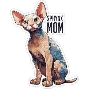 Sphynx Mom Sticker 4 Inch - Waterproof Animal Vinyl Decal for Laptop Water Bottle Car Tumbler - Durable Aesthetic Long-Lasting Stickers for Adults ID44990